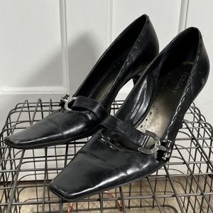 BCBGirls Black Buckle Extra Long X-Toe Heel